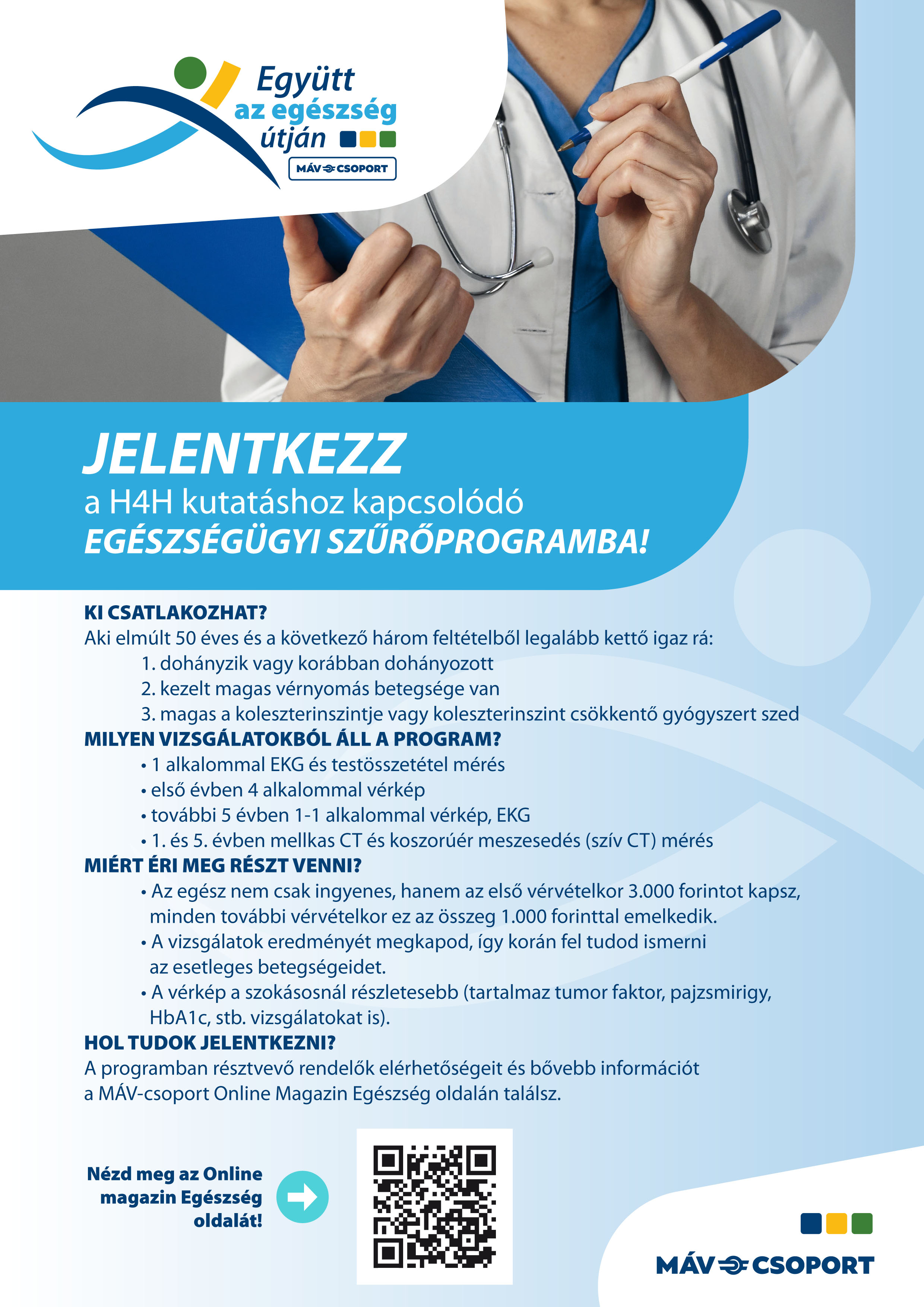 Csatlakozás a MÁV CSOPORT szűrő programjához.
